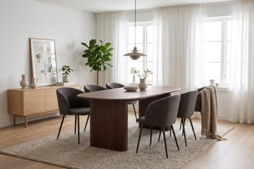 Noira Spisegruppe 180 cm rektangulær med 6 Greya Spisestoler - Valnøtt - Møbler - Bord - Spisegruppe
