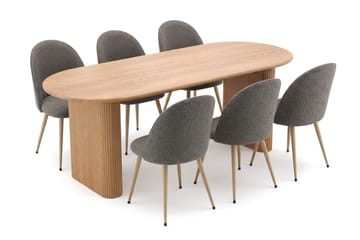 Noira Spisegruppe 180 cm rektangulær med 6 Nibe Plus Spisestoler - Eik - Møbler - Bord - Spisegruppe