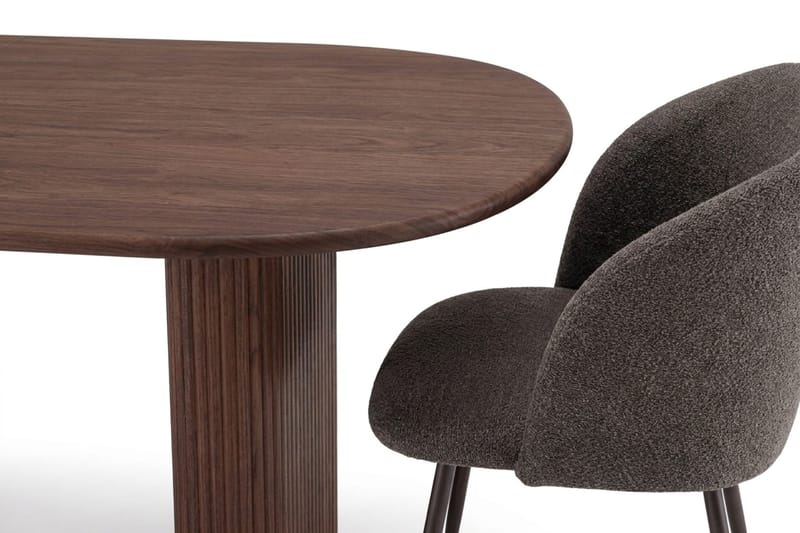 Noira Spisegruppe 220-320 cm uttrekkbar med 6 Greya Spisestoler - Valnøtt - Møbler - Bord - Spisegruppe
