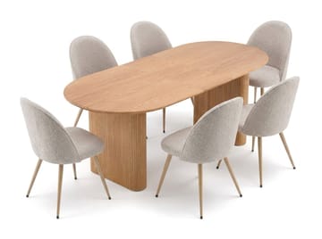Noira Spisegruppe 220-320 cm uttrekkbar med 6 Nibe Plus Spisestoler - Eik - Møbler - Bord - Spisegruppe