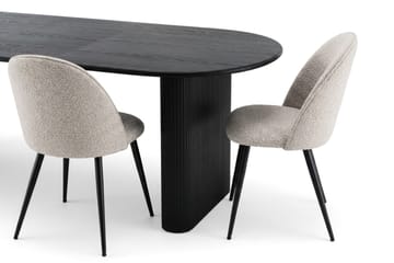 Noira Spisegruppe 220-320 cm uttrekkbar med 6 Nibe Plus Spisestoler - Svartlasert eik - Møbler - Bord - Spisegruppe