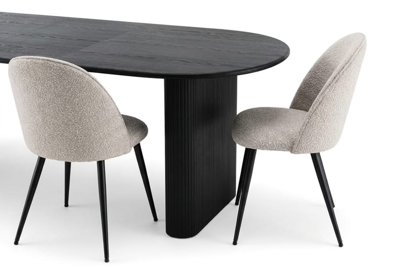 Noira Spisegruppe 220-320 cm uttrekkbar med 6 Nibe Plus Spisestoler - Svartlasert eik - Møbler - Bord - Spisegruppe