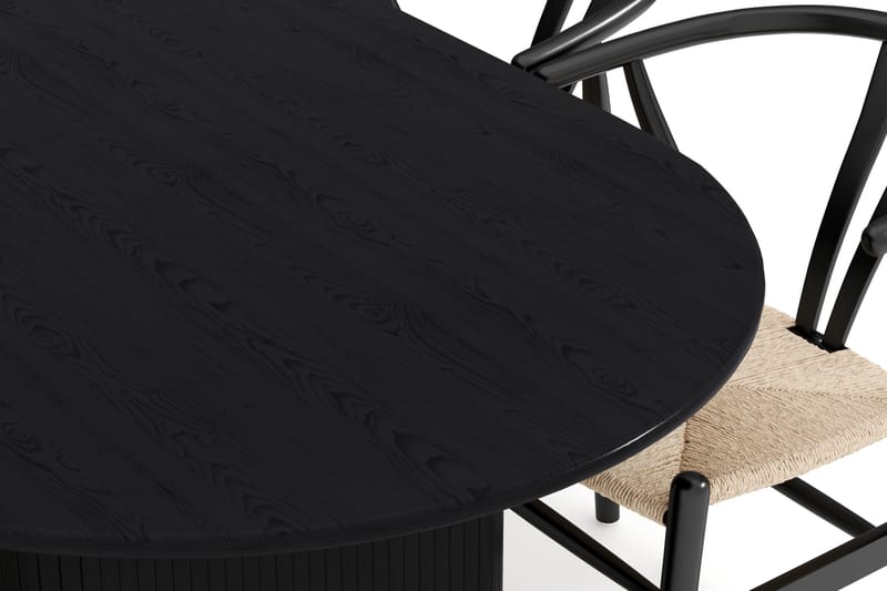 Noira Spisegruppe 220 cm Eik med 6 Dastoori Spisestoler - Svart - Møbler - Bord - Spisegruppe