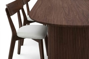 Noira spisegruppe 220 cm rektangulær i valnøtt med 6 Amelia spisestoler med pute - Valnøtt/Beige - Møbler - Bord - Spisegruppe