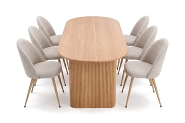 Noira Spisegruppe 220 cm rektangulær med 6 Nibe Plus Spisestoler - Eik - Møbler - Bord - Spisegruppe