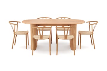 Noira spisegruppe rektangulær 180 cm eik med 6 Elysia spisestoler - Eik - Møbler - Bord - Spisegruppe