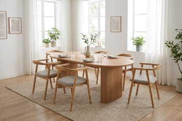 Noira spisegruppe rektangulær 180 cm eik med 6 Jolie spisestoler - Møbler - Bord - Spisegruppe
