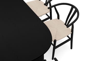 Noira spisegruppe rektangulær 180 cm svart med 6 Dastoori spisestoler - Svart - Møbler - Bord - Spisegruppe