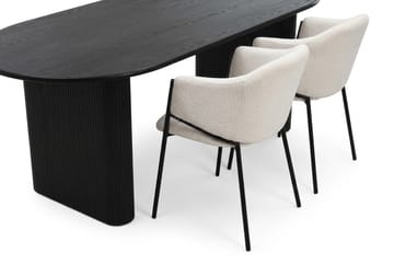 Noira spisegruppe rektangulær 180 cm svart med 6 Filip spisestoler - Svart - Møbler - Bord - Spisegruppe