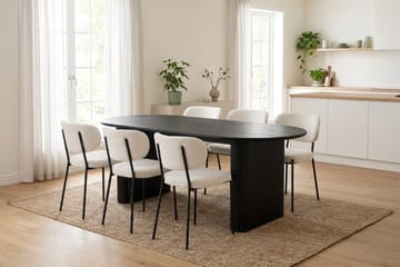 Noira spisegruppe rektangulær 180 cm svart med 6 Gemmiano spisestoler - Svart - Møbler - Bord - Spisegruppe