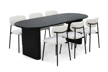 Noira spisegruppe rektangulær 180 cm svart med 6 Lucy spisestoler - Svart - Møbler - Bord - Spisegruppe