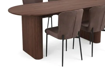 Noira Spisegruppe Rektangulær 180 cm Valnøtt med 6 Elsie Spisestoler - Valnøtt/Brun - Møbler - Bord - Spisegruppe