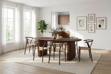 Noira spisegruppe rektangulær 180 cm valnøtt med 6 Elysia spisestoler - Valnøtt - Møbler - Bord - Spisegruppe