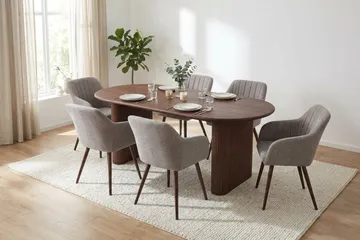 Noira spisegruppe rektangulær 180 cm valnøtt med 6 Filippa spisestoler - Valnøtt - Møbler - Bord - Spisegruppe
