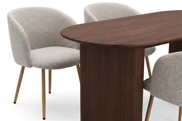 Noira spisegruppe rektangulær 180 cm valnøtt med 6 Greya spisestoler - Valnøtt - Møbler - Bord - Spisegruppe