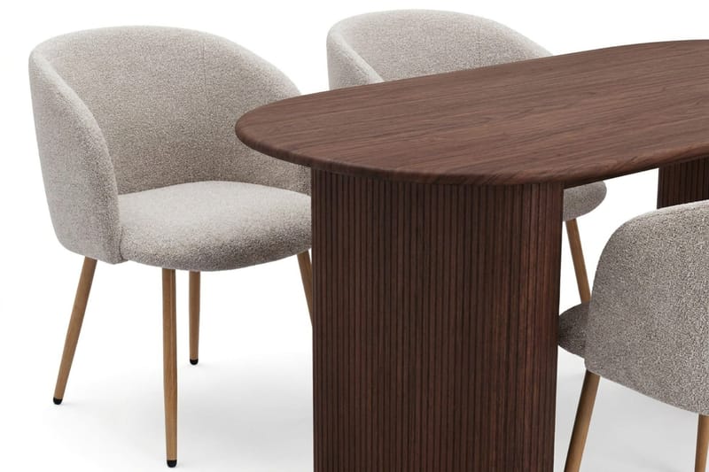Noira spisegruppe rektangulær 180 cm valnøtt med 6 Greya spisestoler - Valnøtt - Møbler - Bord - Spisegruppe
