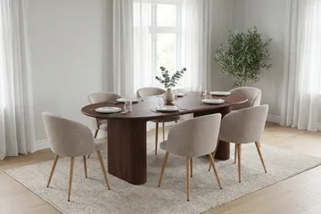 Noira spisegruppe rektangulær 180 cm valnøtt med 6 Greya spisestoler - Valnøtt - Møbler - Bord - Spisegruppe
