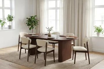 Noira spisegruppe rektangulær 180 cm valnøtt med 6 Nala spisestoler - Valnøtt - Møbler - Bord - Spisegruppe