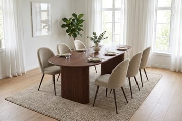 Noira spisegruppe rektangulær 180 cm valnøtt med 6 Nibe Plus spisestoler - Valnøtt - Møbler - Bord - Spisegruppe