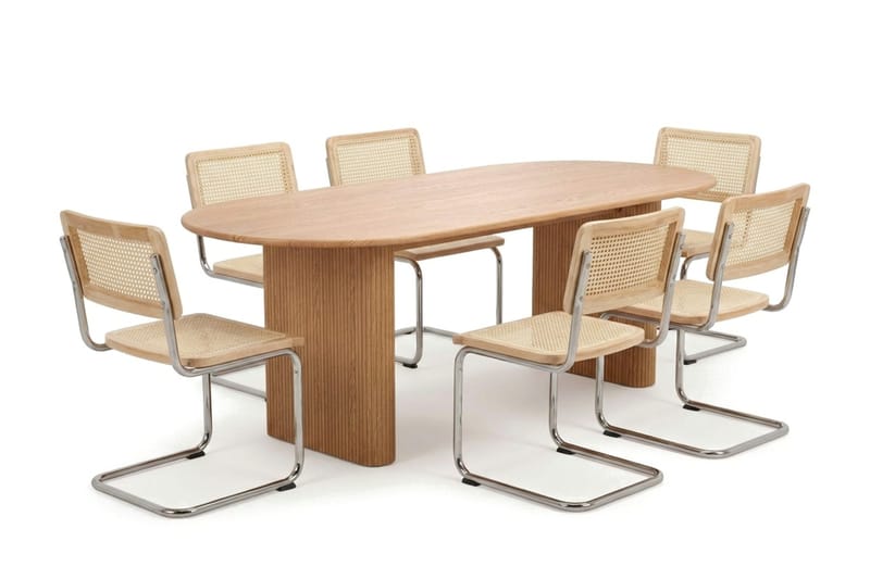Noira spisegruppe rektangulær 220 cm eik med 6 Build spisestoler - Eik - Møbler - Bord - Spisegruppe
