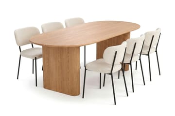 Noira spisegruppe rektangulær 220 cm eik med 6 Gemmiano spisestoler - Eik - Møbler - Bord - Spisegruppe
