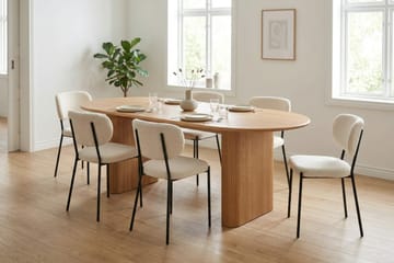 Noira spisegruppe rektangulær 220 cm eik med 6 Gemmiano spisestoler - Eik - Møbler - Bord - Spisegruppe
