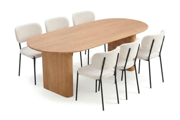 Noira spisegruppe rektangulær 220 cm eik med 6 Gemmiano spisestoler - Eik - Møbler - Bord - Spisegruppe