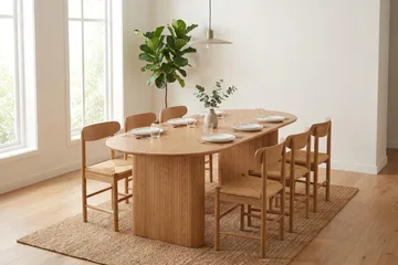 Noira spisegruppe rektangulær 220 cm eik med 6 Malte spisestoler - Møbler - Bord - Spisegruppe