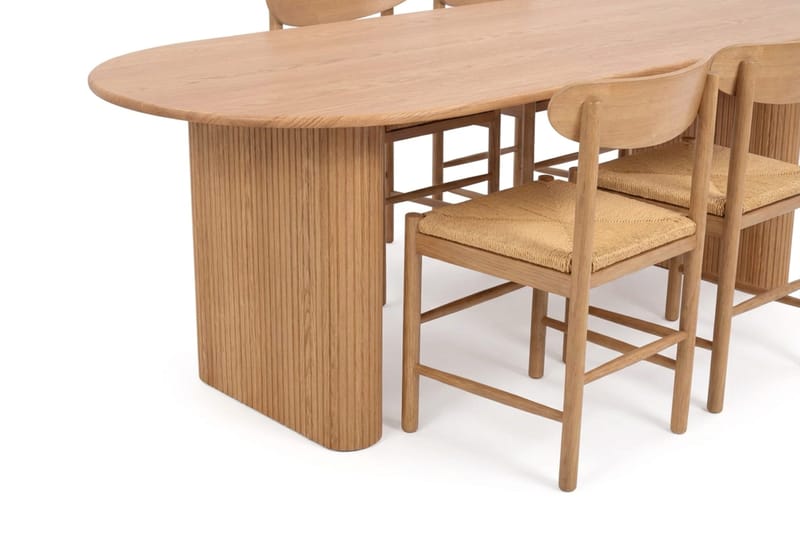 Noira spisegruppe rektangulær 220 cm eik med 6 Malte spisestoler - Møbler - Bord - Spisegruppe
