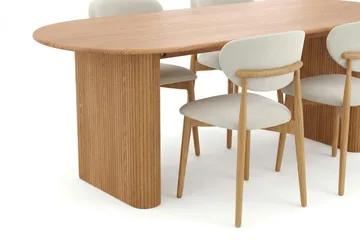 Noira spisegruppe rektangulær 220 cm eik med 6 Molly spisestoler - Eik - Møbler - Bord - Spisegruppe