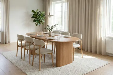 Noira spisegruppe rektangulær 220 cm eik med 6 Molly spisestoler - Eik - Møbler - Bord - Spisegruppe
