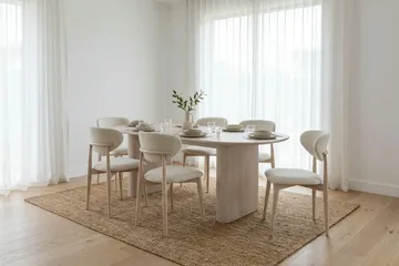 Noira spisegruppe rektangulær 220 cm hvitlasert med 6 Molly spisestoler - Hvitlasert - Møbler - Bord - Spisegruppe