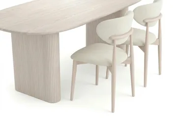 Noira spisegruppe rektangulær 220 cm hvitlasert med 6 Molly spisestoler - Hvitlasert - Møbler - Bord - Spisegruppe