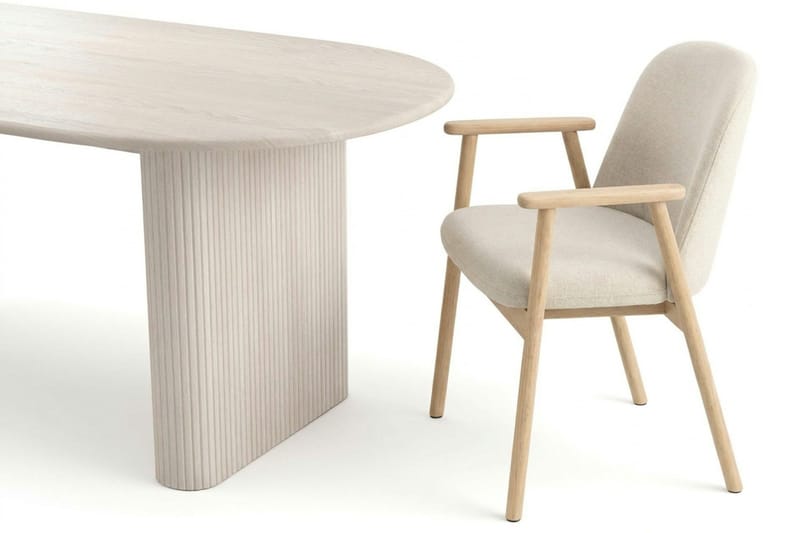 Noira spisegruppe rektangulær 220 cm hvitlasert med 6 Reciclar spisestoler - Hvitlasert - Møbler - Bord - Spisegruppe