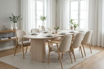 Noira spisegruppe rektangulær 220 cm hvitlasert med 6 Reciclar spisestoler - Hvitlasert - Møbler - Bord - Spisegruppe