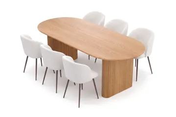 Noira Spisegruppe rektangulær 220 cm med 6 Greya Spisestoler - Eik - Møbler - Bord - Spisegruppe