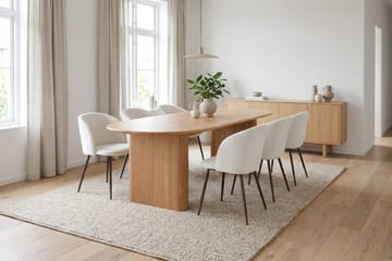 Noira Spisegruppe rektangulær 220 cm med 6 Greya Spisestoler - Eik - Møbler - Bord - Spisegruppe