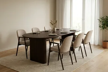 Noira spisegruppe rektangulær 220 cm røkt eik med 6 Reciclar spisestoler - Røkt eik - Møbler - Bord - Spisegruppe