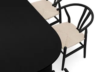 Noira spisegruppe rektangulær 220 cm svart med 6 Dastoori spisestoler - Svart - Møbler - Bord - Spisegruppe