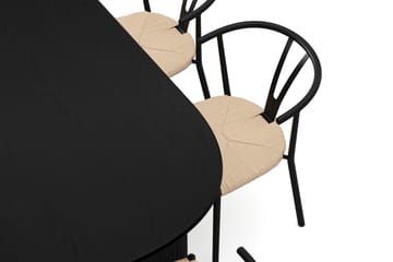 Noira spisegruppe rektangulær 220 cm svart med 6 Elysia spisestoler - Svartbeiset eik - Møbler - Bord - Spisegruppe