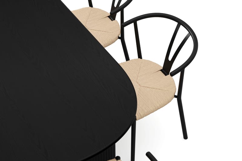 Noira spisegruppe rektangulær 220 cm svart med 6 Elysia spisestoler - Svartbeiset eik - Møbler - Bord - Spisegruppe