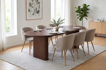 Noira spisegruppe rektangulær 220 cm valnøtt med 6 Greya spisestoler - Valnøtt - Møbler - Bord - Spisegruppe