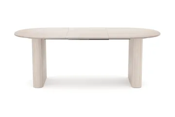 Noira spisegruppe uttrekkbar 160–220 cm hvitlasert med 6 Jolie spisestoler - Møbler - Bord - Spisegruppe