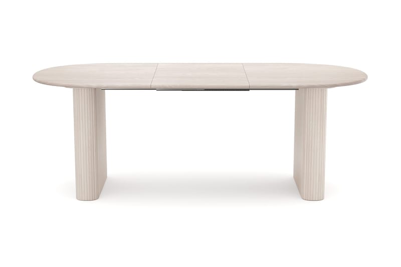 Noira spisegruppe uttrekkbar 160–220 cm hvitlasert med 6 Jolie spisestoler - Møbler - Bord - Spisegruppe