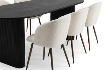 Noira spisegruppe uttrekkbar 160–220 cm svart med 6 Greya spisestoler - Svart - Møbler - Bord - Spisegruppe