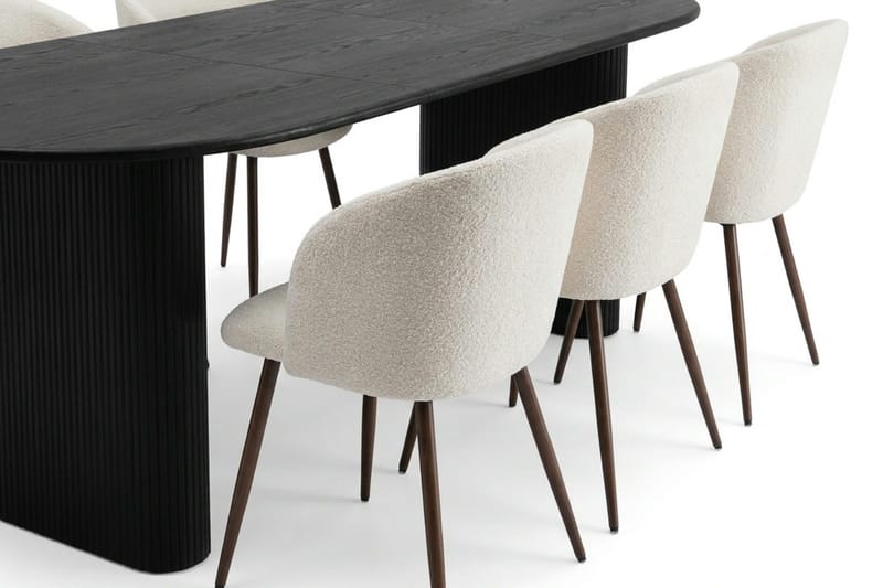 Noira spisegruppe uttrekkbar 160–220 cm svart med 6 Greya spisestoler - Svart - Møbler - Bord - Spisegruppe