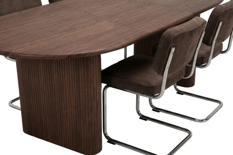 Noira spisegruppe uttrekkbar 160–220 cm valnøtt med 6 Milva spisestoler - Valnøtt - Møbler - Bord - Spisegruppe