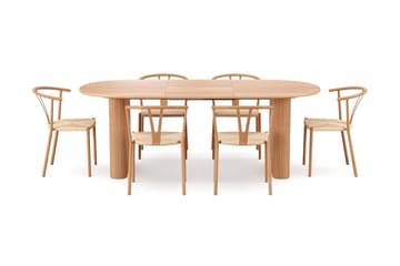 Noira spisegruppe uttrekkbar 160-220 cm eik med 6 Elysia spisestoler - Eik - Møbler - Bord - Spisegruppe