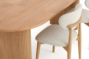 Noira spisegruppe uttrekkbar 160-220 cm eik med 6 Molly spisestoler - Eik - Møbler - Bord - Spisegruppe
