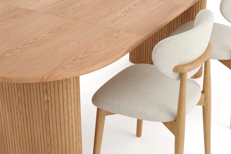 Noira spisegruppe uttrekkbar 160-220 cm eik med 6 Molly spisestoler - Eik - Møbler - Bord - Spisegruppe